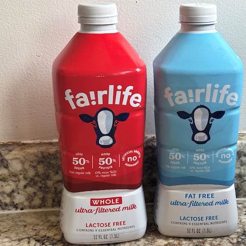 Fairlife milk products are seen in New York on Friday, July 17, 2026. (AP Photo/Dorothea Degen)
