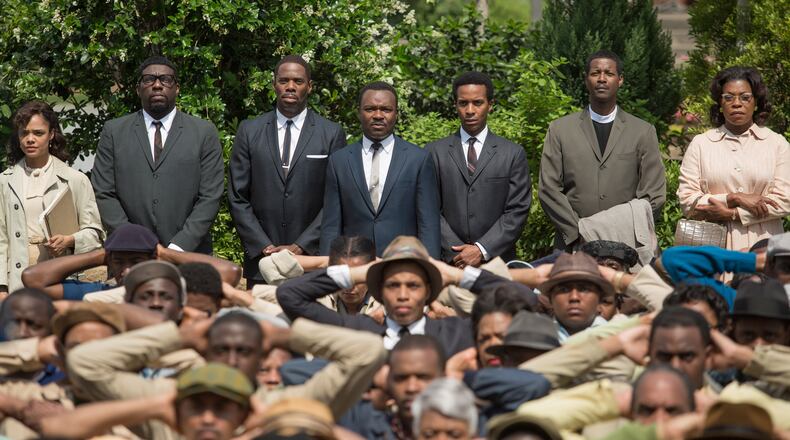 Oprah Winfrey is among the producers of "Selma" (parts of which were filmed in Atlanta), about the historic 1965 civil-rights march. Contributed by Paramount Pictures Background left to right: Tessa Thompson plays Diane Nash, Omar Dorsey plays James Orange, Colman Domingo plays Ralph Abernathy, David Oyelowo plays Martin Luther King, Jr., Andr� Holland plays Andrew Young, Corey Reynolds plays Rev. C.T. Vivian, and Lorraine Toussaint plays Amelia Boynton in SELMA, from Paramount Pictures and Path�. A Paramount Pictures photo of “Selma,” from left to right: Tessa Thompson plays Diane Nash, Omar Dorsey plays James Orange, Colman Domingo plays Ralph Abernathy, David Oyelowo plays Martin Luther King, Jr., Andre Holland plays Andrew Young, Corey Reynolds plays Rev. C.T. Vivian, and Lorraine Toussaint plays Amelia Boynton.