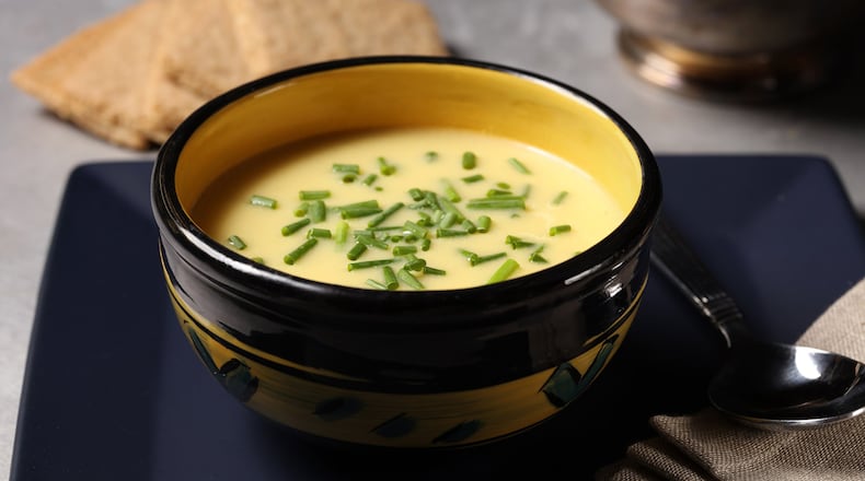 Nothing goes into this corn soup but corn, water and salt … well, chives if you want to get fancy. (Food styling by Joan Moravek.) (Abel Uribe/Chicago Tribune/TNS)