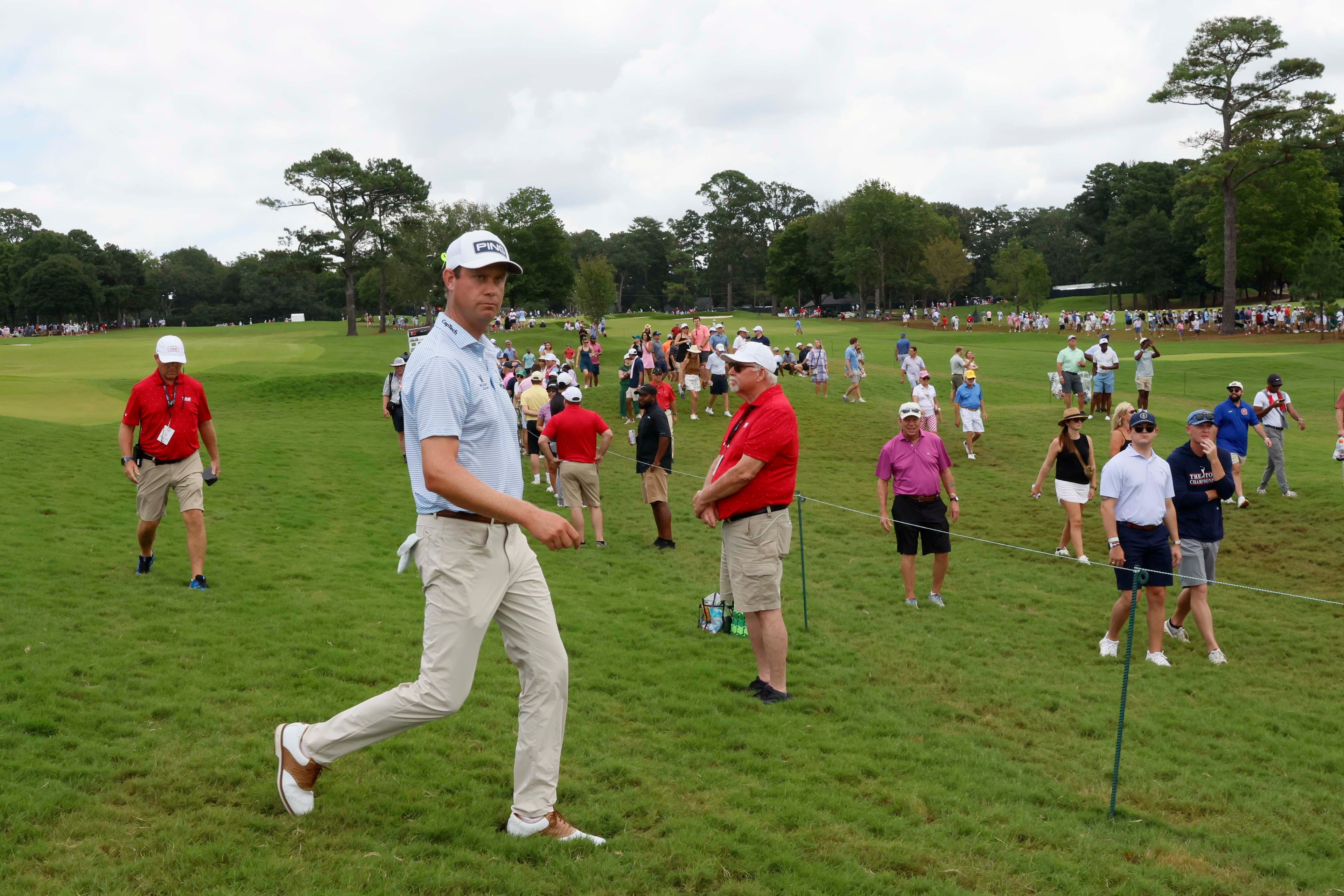 Harris English walks away from the third hole during the final round of the PGA Tour Championship at East Lake Golf Club on Sunday, Aug. 24, 2025, in Atlanta. (Miguel Martinez/ AJC)
