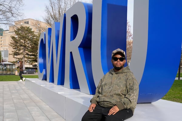 Case Western Reserve University student. Justen Pippens poses for a photo at the school In Cleveland Thursday, April 17, 2025. (AP Photo/Sue Ogrocki)
