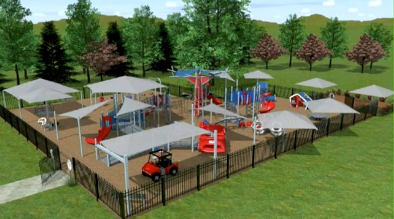 The new All Children's Playground in Peachtree City will have more space and more shade. Courtesy Peachtree City