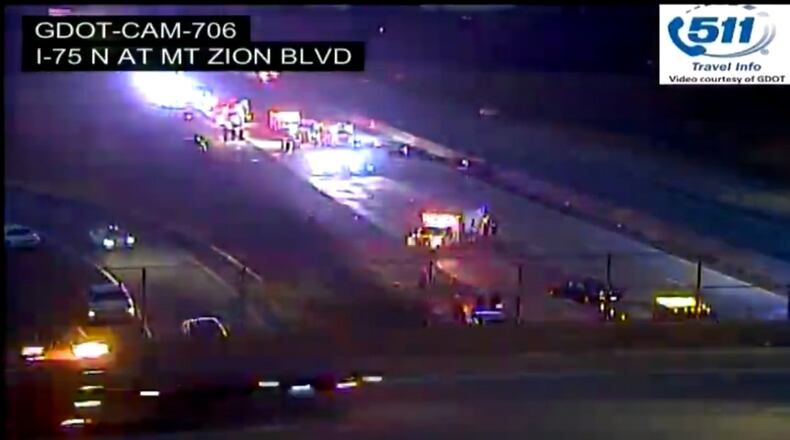 One person died in the 11-car wreck.