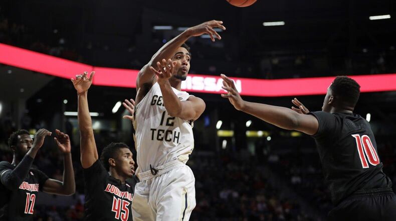 Georgia Tech forward Quinton Stephens is seventh in the ACC in rebounding at 7.8 per game. (Associated Press)