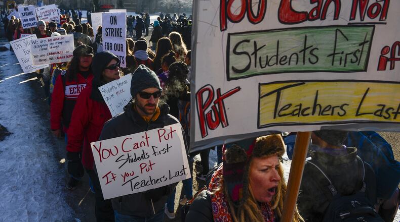 Denver teachers are striking for the first time in 25 years. The last year has seen a growing demand among American teachers for greater respect and pay.