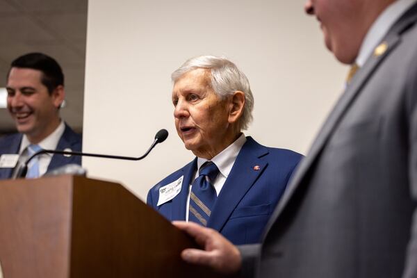 Former House Majority Leader Larry Walker Jr., who served when Democrats still had control of the Legislature, visited the Senate Rules Committee in March 2024. (Arvin TemkarAJC)
