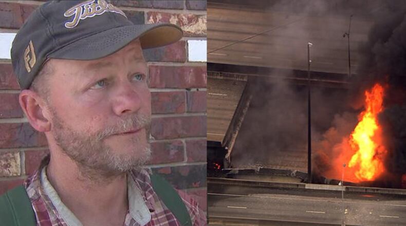 Barry Thomas says he witnessed the start of the I-85 bridge fire (Credit: Channel 2 Action News)