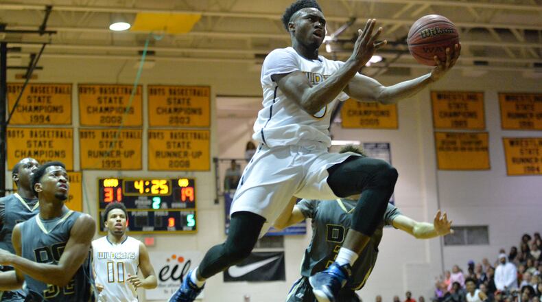 Jaylen Brown, shown here in a game as a Wheeler High student, said a teacher at the school told him in 2014 that she’d visit him in jail in five years. It has now been five years and he’s a NBA star.