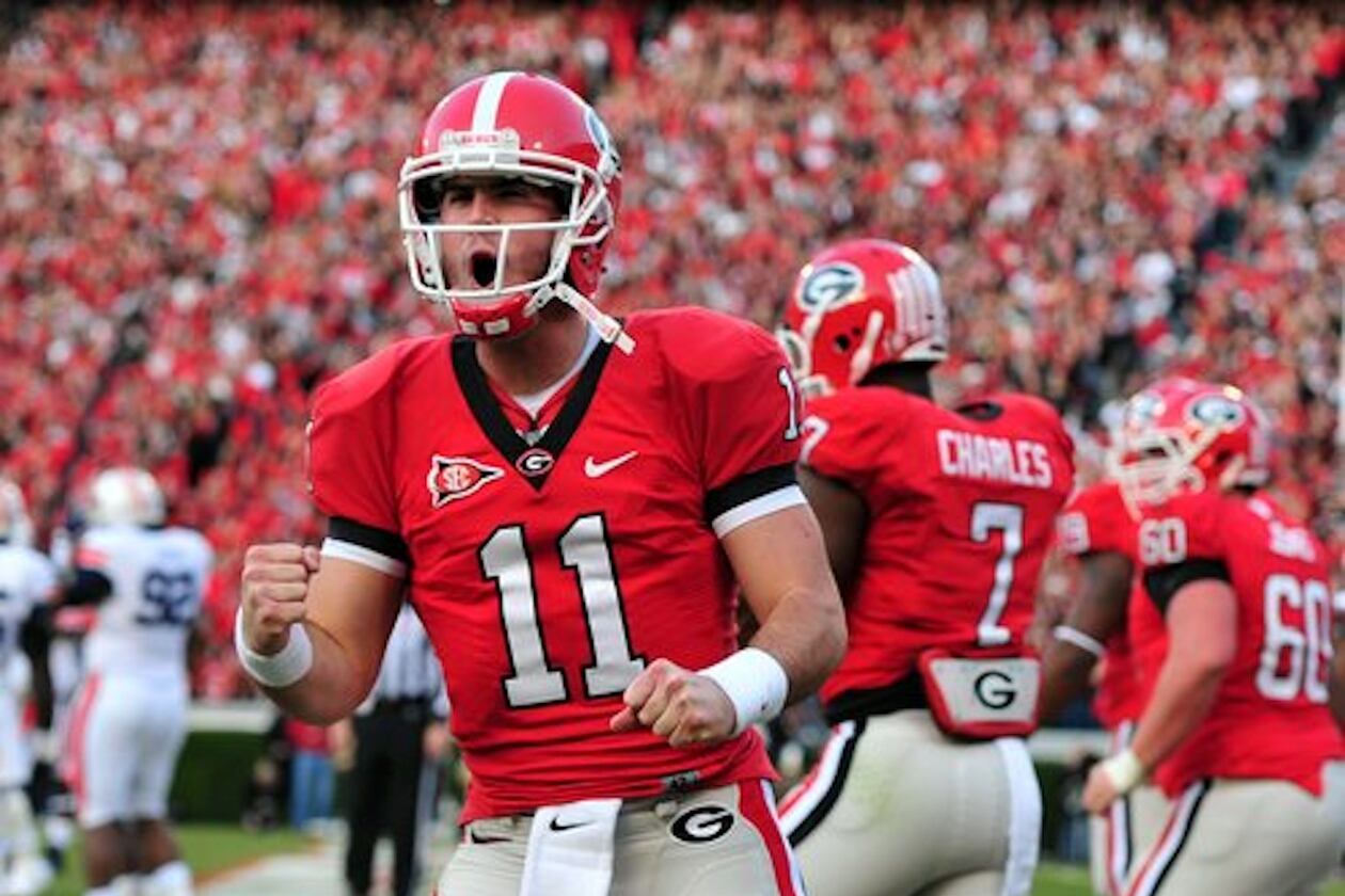 Current SEC Network game analyst Aaron Murray — who still holds the Georgia record for passing yards and passing touchdowns — played quarterback for the Bulldogs from 2010-13. (Brant Sanderlin/AJC)