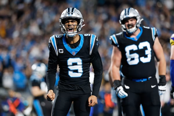 The Panthers, led by quarterback Bryce Young, glided past the Falcons this season in the NFC South. Atlanta’s two losses to Carolina helped keep them out of the playoffs. (Rusty Jones/AP)