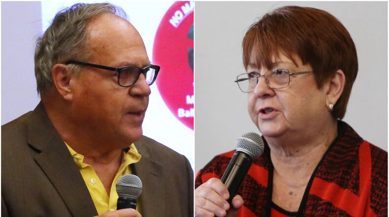 Gwinnett anti-transit advocate Joe Newton (left) filed a complaint with the Georgia Government Transparency and Campaign Finance Commission that alleges Gwinnett Commission Chair Charlotte Nash improperly used her position to advocate for March’s failed MARTA referendum. AJC PHOTOS