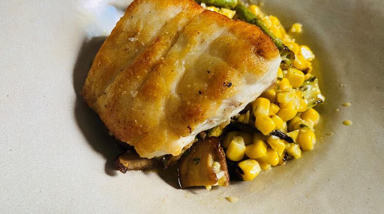 Kimball House offers grouper, with okra, shiitake mushrooms and corn. Bob Townsend/For The AJC