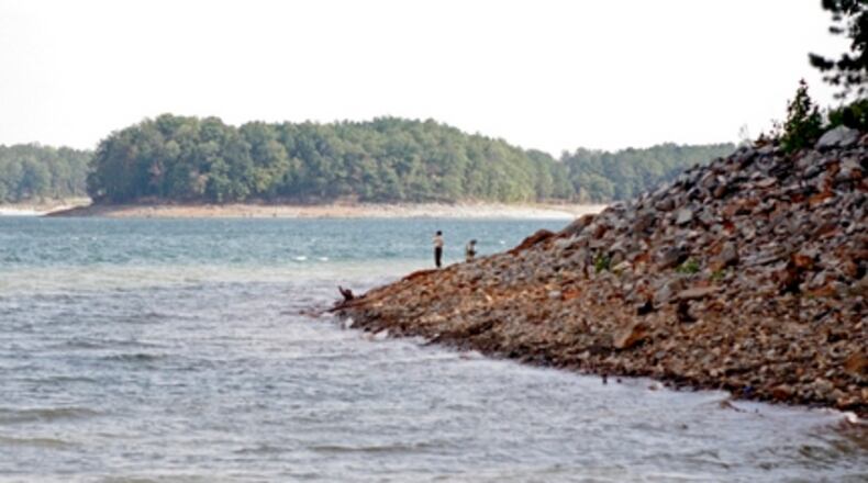 The exposed shore of Lake Lanier during the 2008 drought.