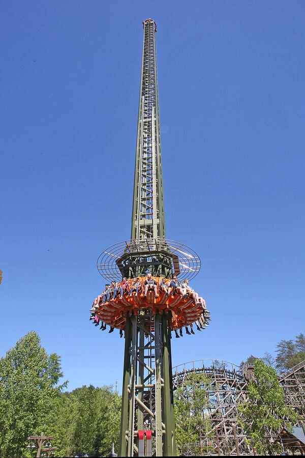 Dollywood’s new Drop Line ride takes riders up, then drops them 200 feet. Dollywood is in Pigeon Forge, Tenn. CONTRIBUTED BY CURTIS HILBUN / DOLLYWOOD
