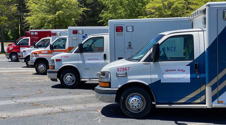 These medical first responder units, which officials say are different from ambulances because they have more gear and are designated differently, are going to cities throughout the southern part of Fulton County to ensure adequate service amid the COVID-19 pandemic. (Ben Brasch/AJC)