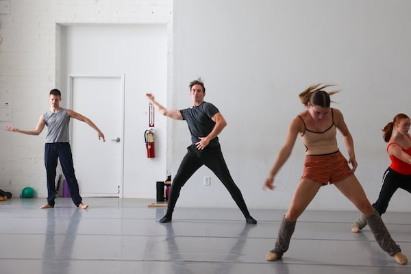 Clark (second from left) "gives his all in the studio, but he makes people laugh and keeps things light because it can get really intense in the room," said Terminus co-founder Rachel Van Buskirk. (Arvin Temkar/AJC)