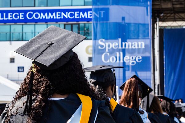 Spelman College holds commencement for the class of 2020 at Bobby Dodd Stadium on Sunday, May 16, 2021. U.S. News & World Report ranked Spelman as being the nation's best historically Black college and university and having the top liberal arts program in Georgia. (Jenni Girtman for The Atlanta Journal-Constitution.)