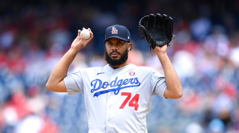 Los Angeles Dodgers relief pitcher Kenley Jansen (74) stands on the mound during a baseball game against the Washington Nationals, Sunday, July 4, 2021, in Washington. The Dodgers won 5-1. (AP Photo/Nick Wass)