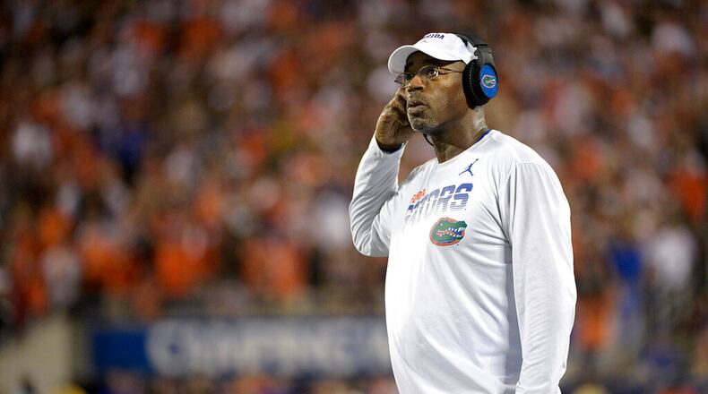 Georgia Tech has filled its last remaining opening on coach Geoff Collins’ staff. David Turner (above) will replace defensive ends/outside linebackers coach Marco Coleman, who left to coach the defensive line at Michigan State. (AP Photo/Phelan M. Ebenhack)