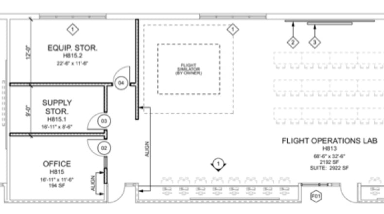 Three classrooms at Starr’s Mill will be combined to create a flight operations lab that includes simulators. Courtesy FCBOE