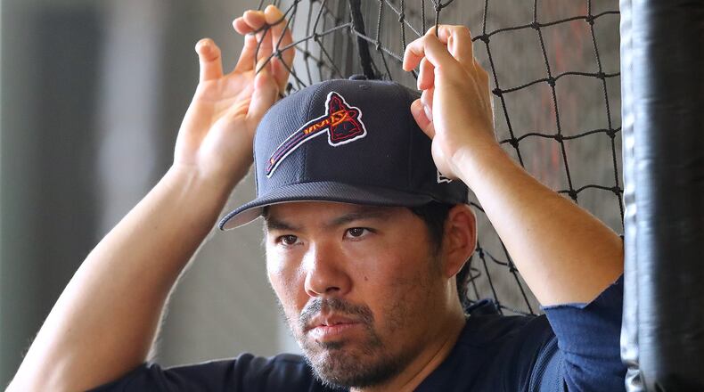 Veteran catcher Kurt Suzuki made his Braves debut with a start in Wednesday night’s game, after Tyler Flowers caught Monday’s season opener and made a defensive mistake on a pivotal play. (Curtis Compton/AJC file photo)