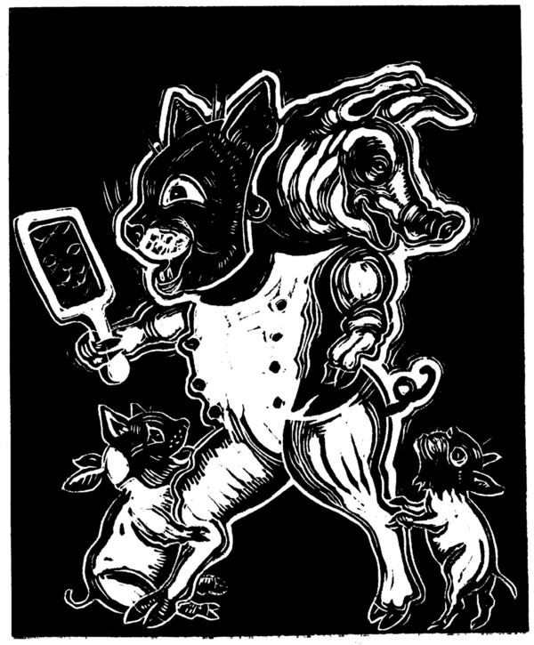 “Pigs Wear Cat Masks” by Sue Coe is featured at the Ernest G. Welch School of Art & Design at Georgia State University.
