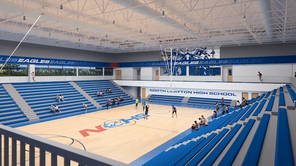 A rendering of the basketball gymnasium at the new North Clayton High School campus. (Courtesy of Clayton County Board of Education)