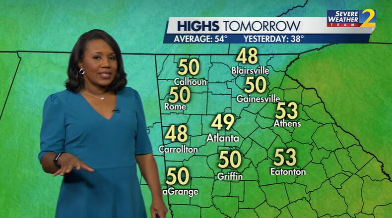 Channel 2 Action News meteorologist Eboni Deon gives the weekend weather forecast for Sunday. (Credit: Channel 2 Action News)