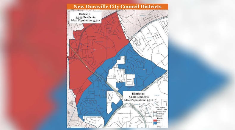 This is the new district map for Doraville.