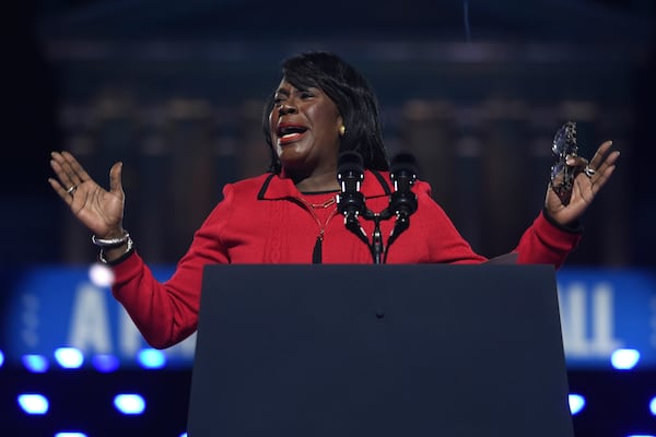 FILE- Philadelphia Mayor Cherelle Parker speaks during a campaign rally for Democratic presidential nominee Vice President Kamala Harris outside the Philadelphia Museum of Art, Nov. 4, 2024, in Philadelphia. (AP Photo/Matt Rourke, file)