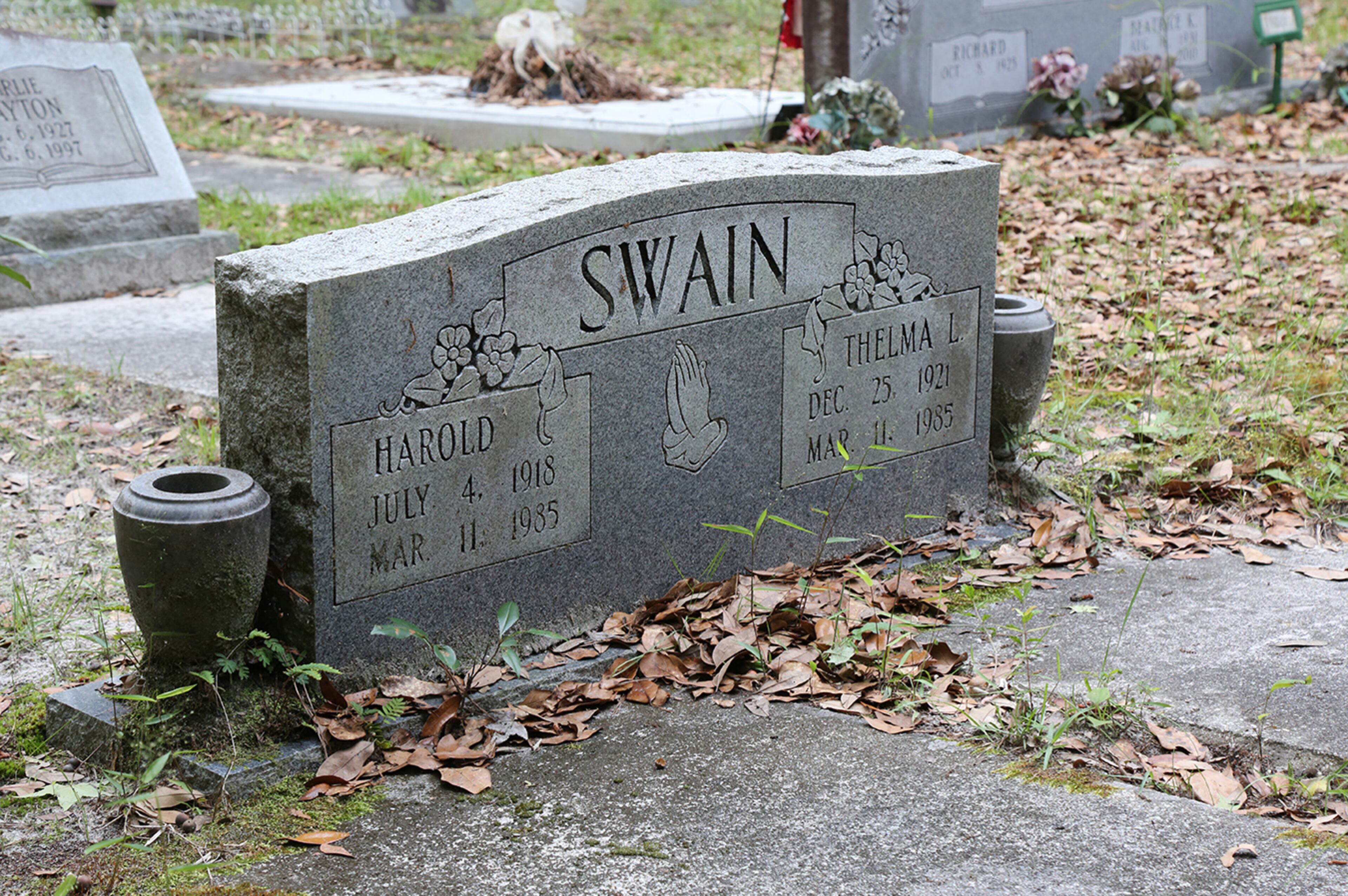 Swains grave site headstone