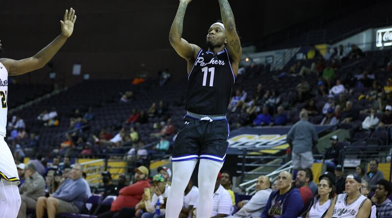Georgia State's Corey Allen made five 3-pointers in the first half of the semifinal against Appalachian State. Allen scored a season-high 29 points to help the No. 3-seeded Panthers outslug No. 2-seeded Appalachian State 71-66 in a rematch of last year’s championship game at the Pensacola Bay Center. (Jimmie Mitchell)