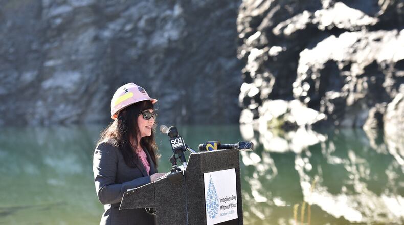 Jo Ann Macrina speaks during the "Imagine a Day Without Water" event in October 2015, months before she was fired as Atlanta's watershed management director. (Hyosub Shin/The Atlanta Journal-Constitution/TNS)