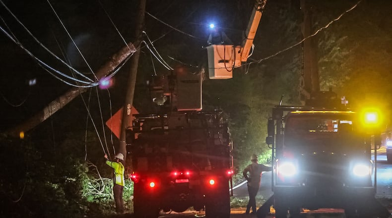 The Woodland Hills neighborhood lost power after a tree fell on Briar Vista Terrace overnight, causing the DeKalb County School District to temporarily relocate students at Briar Vista Elementary.