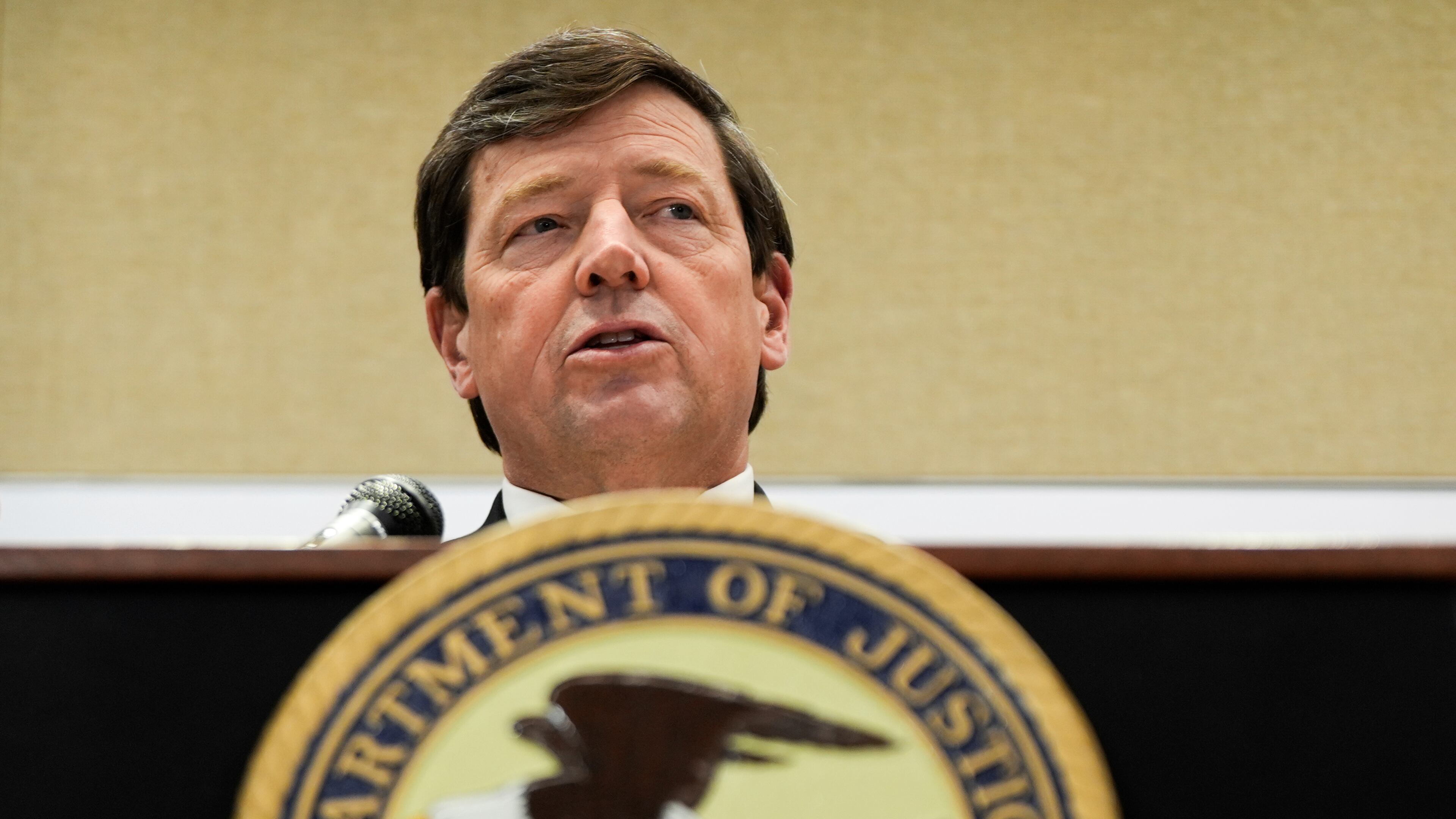 FILE - U.S. Attorney Edward R. Martin Jr. speaks at a news conference, May 13, 2025, in Washington. (AP Photo/Julia Demaree Nikhinson, File)