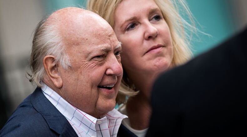NEW YORK, NY - JULY 19: Fox News chairman Roger Ailes walks with his wife Elizabeth Tilson as they leave the News Corp building, July 19, 2016 in New York City. As of late Tuesday afternoon, Ailes and 21st Century Fox are reportedly in discussions concerning his departure from his position as chairman of Fox News. (Photo by Drew Angerer/Getty Images)