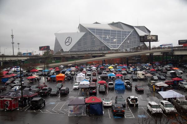 Tailgaters fill the Gulch before the start of the MLS championship game between Portland Timbers and the Atlanta United FC Saturday, November 8, 2018, in Atlanta GA. Steve Schaefer/AJC file