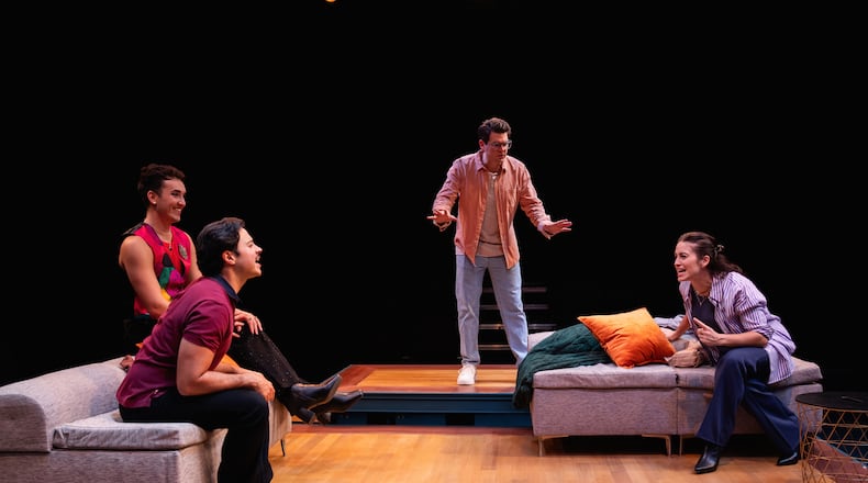 In Lee Osorio's "A Third Way," the actors bounce off each other with persuasive familiarity and playfulness -- from left, Braian Rivera Jiménez (Nico), Ian Sawan (Haamid), Brandon Lee Browning (Matt) and Cecilia Leal (Erica).