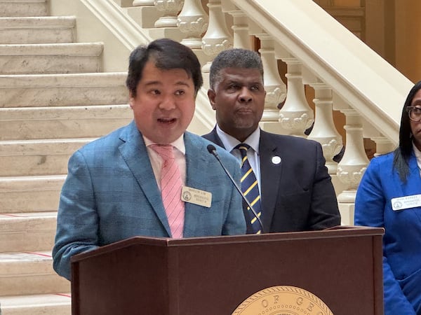 State Rep. Marvin Lim, D-Norcross, spoke at a news conference at the Capitol in Atlanta on Wednesday. 