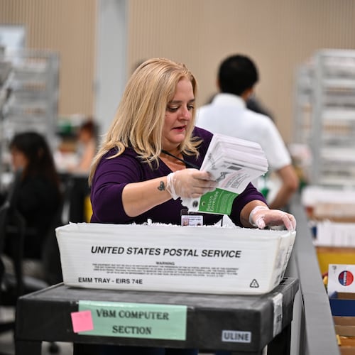 FILE - Ballots are counted at the L.A. County Ballot Processing Center during the California primary election, June 2, 2026, in City of Industry, Calif. (AP Photo/William Liang, File)