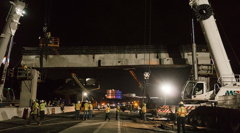 Construction continues on the Northwest Corridor Express Lanes in Cobb and Cherokee counties. They are scheduled to open next summer. (Georgia Department of Transportation)