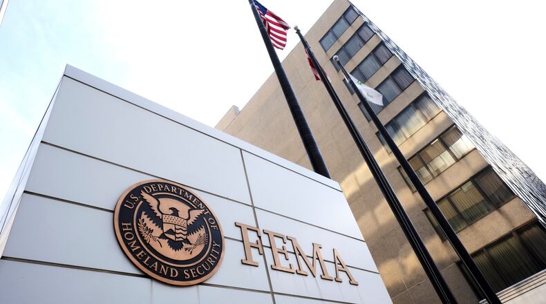FILE - The Federal Emergency Management Agency headquarters is photographed in Washington, May 5, 2025. (AP Photo/Gene J. Puskar, File)