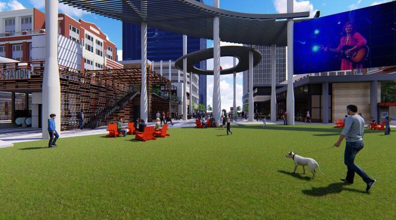 Rendering of Atlantic Station’s new central park, which is slated to open in fall 2019.