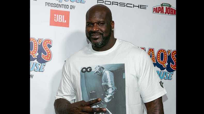 Shaquille O'Neal poses on the red carpet ahead of his "Shaq's Fun House" event at The Battery Atlanta on Friday, Feb. 1, 2019.