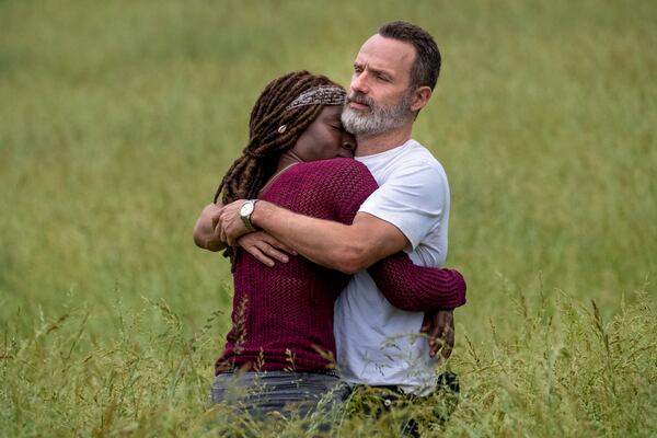Andrew Lincoln as Rick Grimes, Danai Gurira as MichonneÂ - The Walking Dead _ Season 9, Episode 1 - Photo Credit: Jackson Lee Davis/AMC