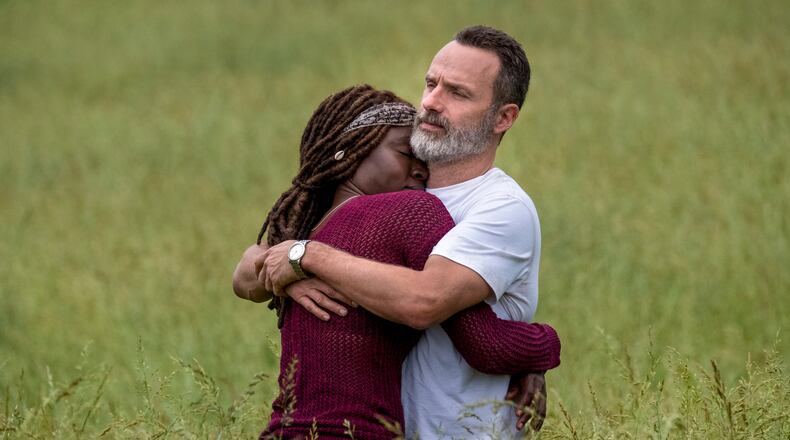 Andrew Lincoln as Rick Grimes and Danai Gurira as Michonne in "The Walking Dead." The pair will team up for a new spinoff. Photo Credit: Jackson Lee Davis/AMC
