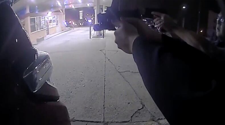 An image provided by the Oklahoma County district attorney, from a police body camera in Oklahoma City, where Stavian Rodriguez was fatally shot in November. Five Oklahoma City Police officers were charged with first-degree manslaughter on Wednesday after body-camera footage showed them shooting a 15-year-old boy multiple times after he had dropped his gun on the ground, the authorities said.