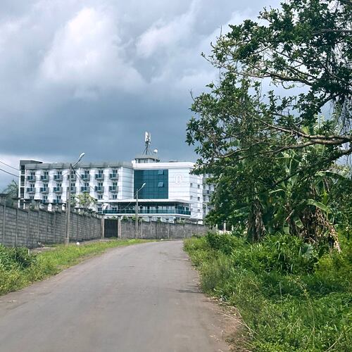 FILE - A view of Bamy Hotel, where migrants are held, is seen in Malabo, Equatorial Guinea, on April 22, 2026. (AP Photo/Monika Pronczuk, File)