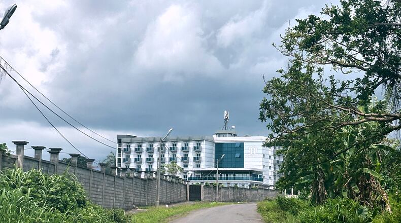 FILE - A view of Bamy Hotel, where migrants are held, is seen in Malabo, Equatorial Guinea, on April 22, 2026. (AP Photo/Monika Pronczuk, File)