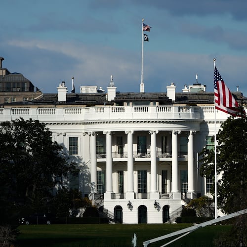 The White House is seen from the National Mall, Friday, Nov. 28, 2025, in Washington. (AP Photo/Julia Demaree Nikhinson)